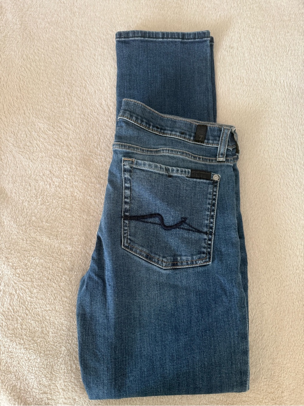 7 For All Mankind Women's Straight Leg Jeans - Medium Blue